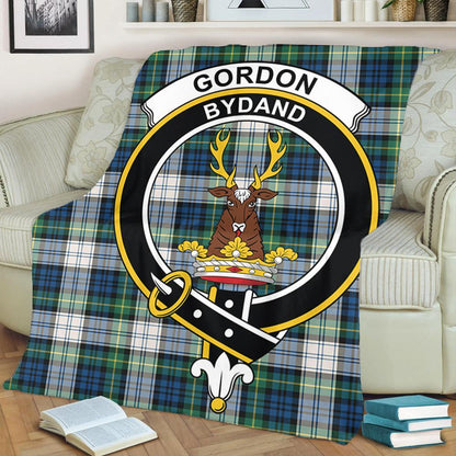 Gordon Dress Ancient Tartan Crest Premium Blanket