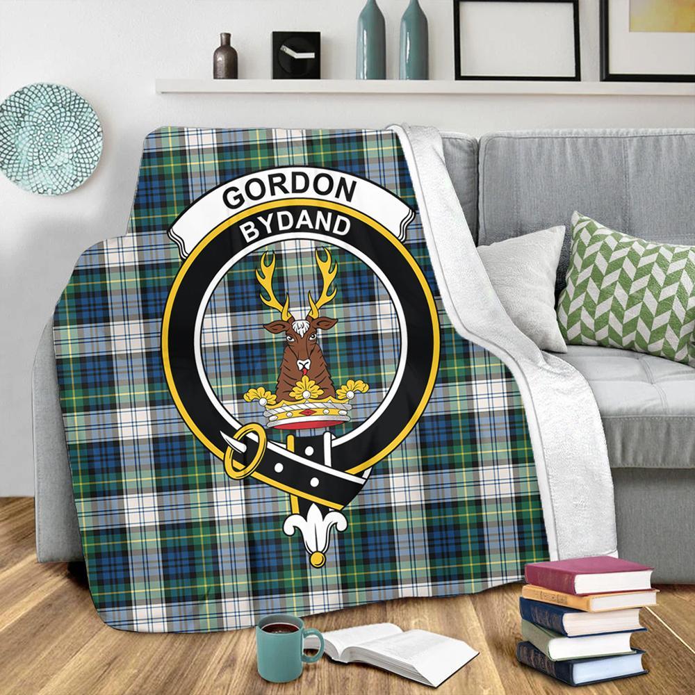 Gordon Dress Ancient Tartan Crest Premium Blanket