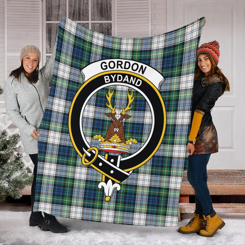 Gordon Dress Ancient Tartan Crest Premium Blanket