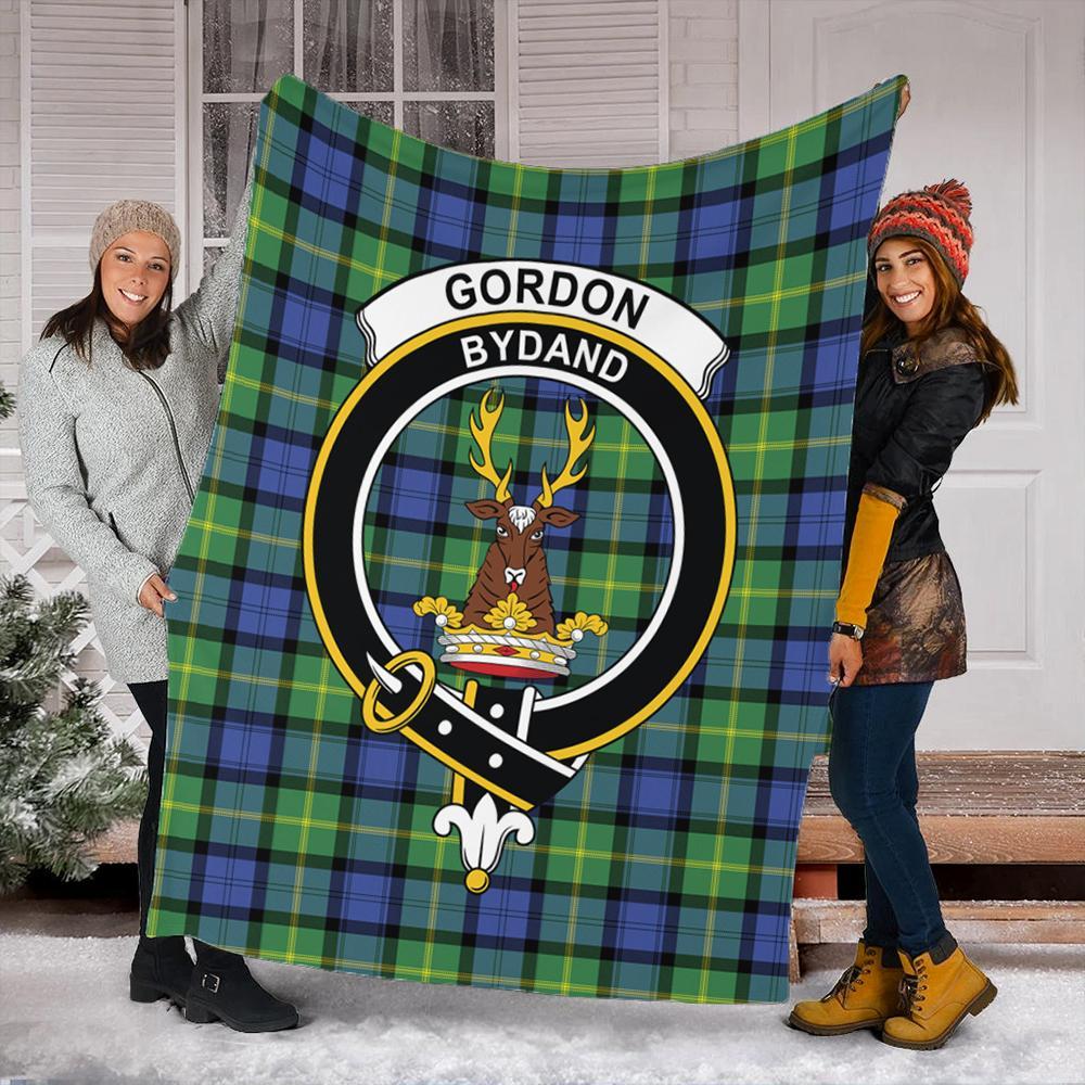 Gordon Old Ancient Tartan Crest Premium Blanket