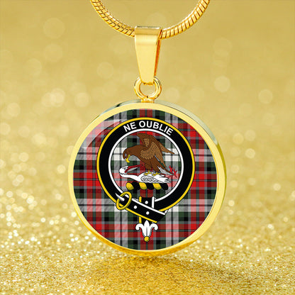 Graham Red Dress Modern Tartan Crest Circle Necklace