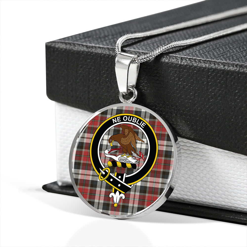 Graham Red Dress Weathered Tartan Crest Circle Necklace