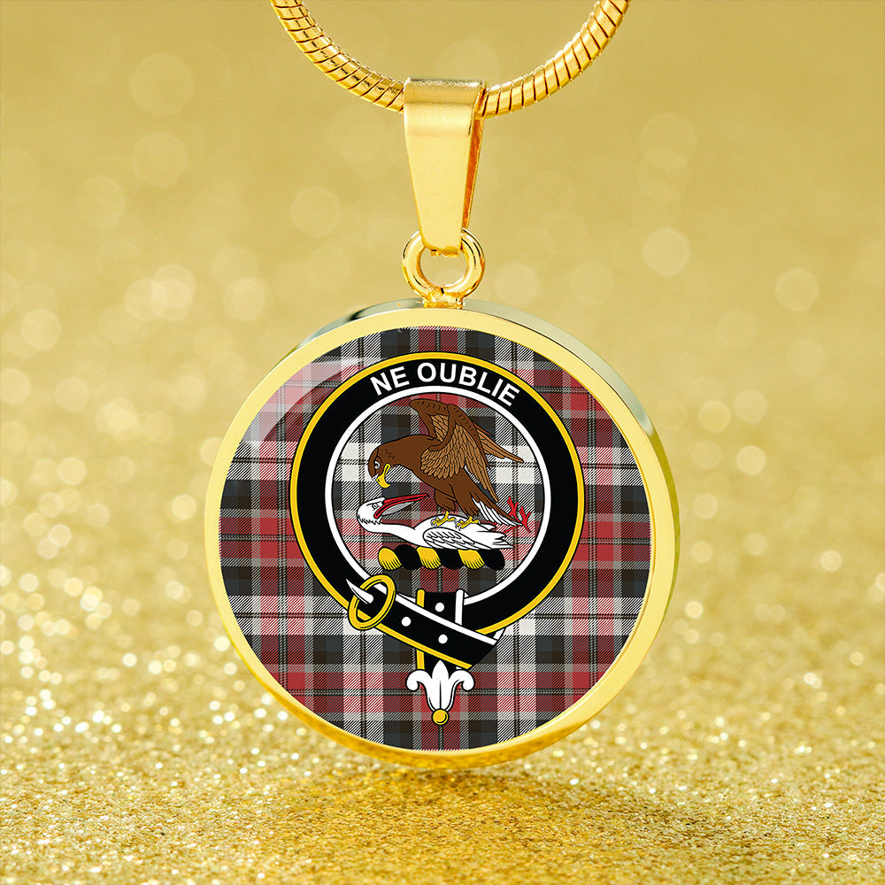 Graham Red Dress Weathered Tartan Crest Circle Necklace