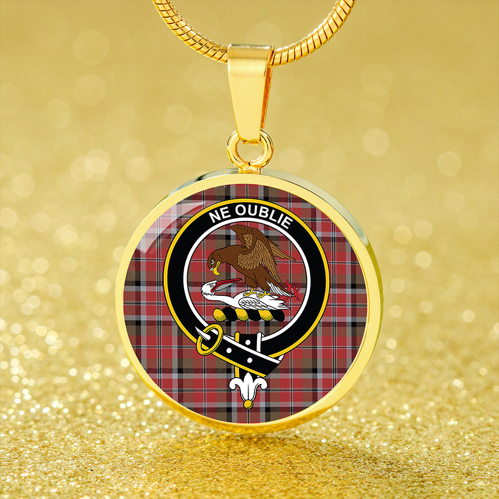 Graham Red Weathered Tartan Crest Circle Necklace