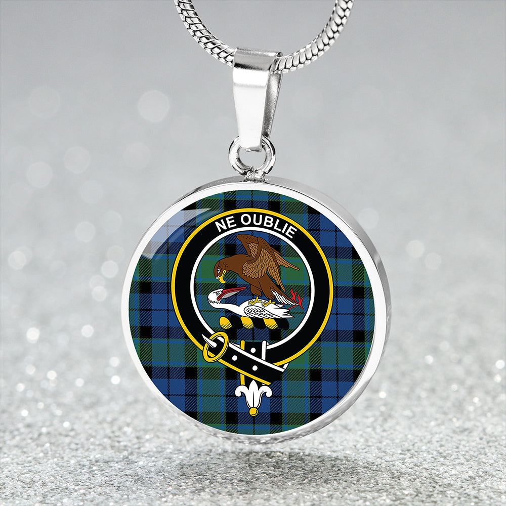 Graham of Menteith Modern Tartan Crest Circle Necklace