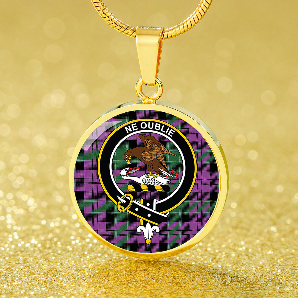 Graham of Menteith Plaid Ancient Tartan Crest Circle Necklace