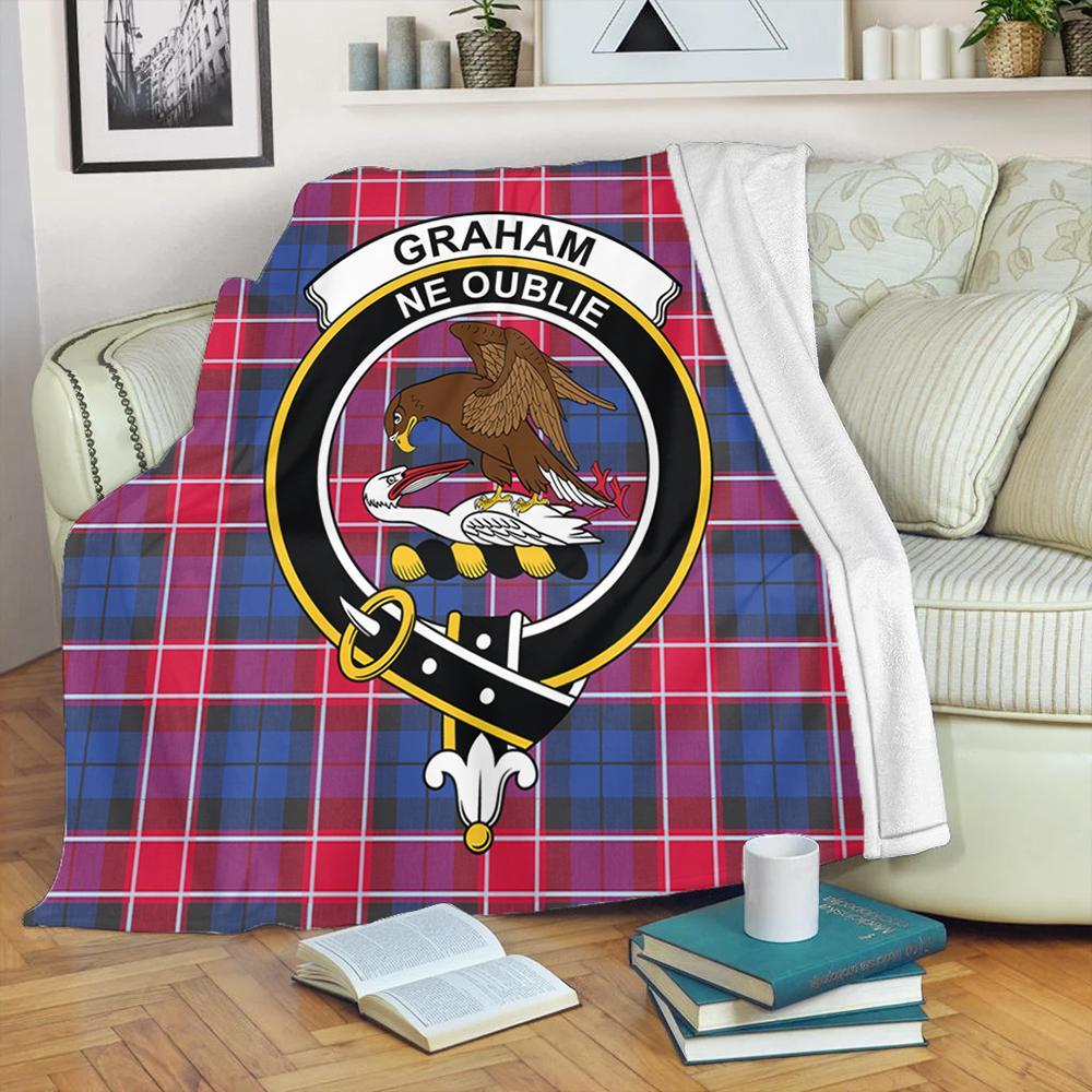 Graham of Menteith Red Tartan Crest Premium Blanket