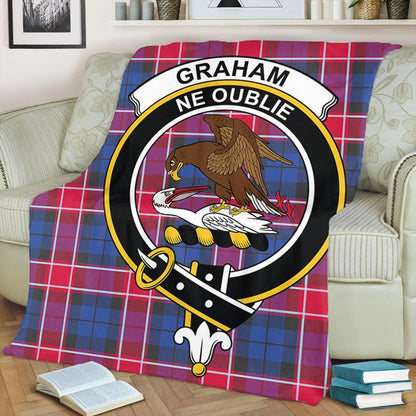 Graham of Menteith Red Tartan Crest Premium Blanket