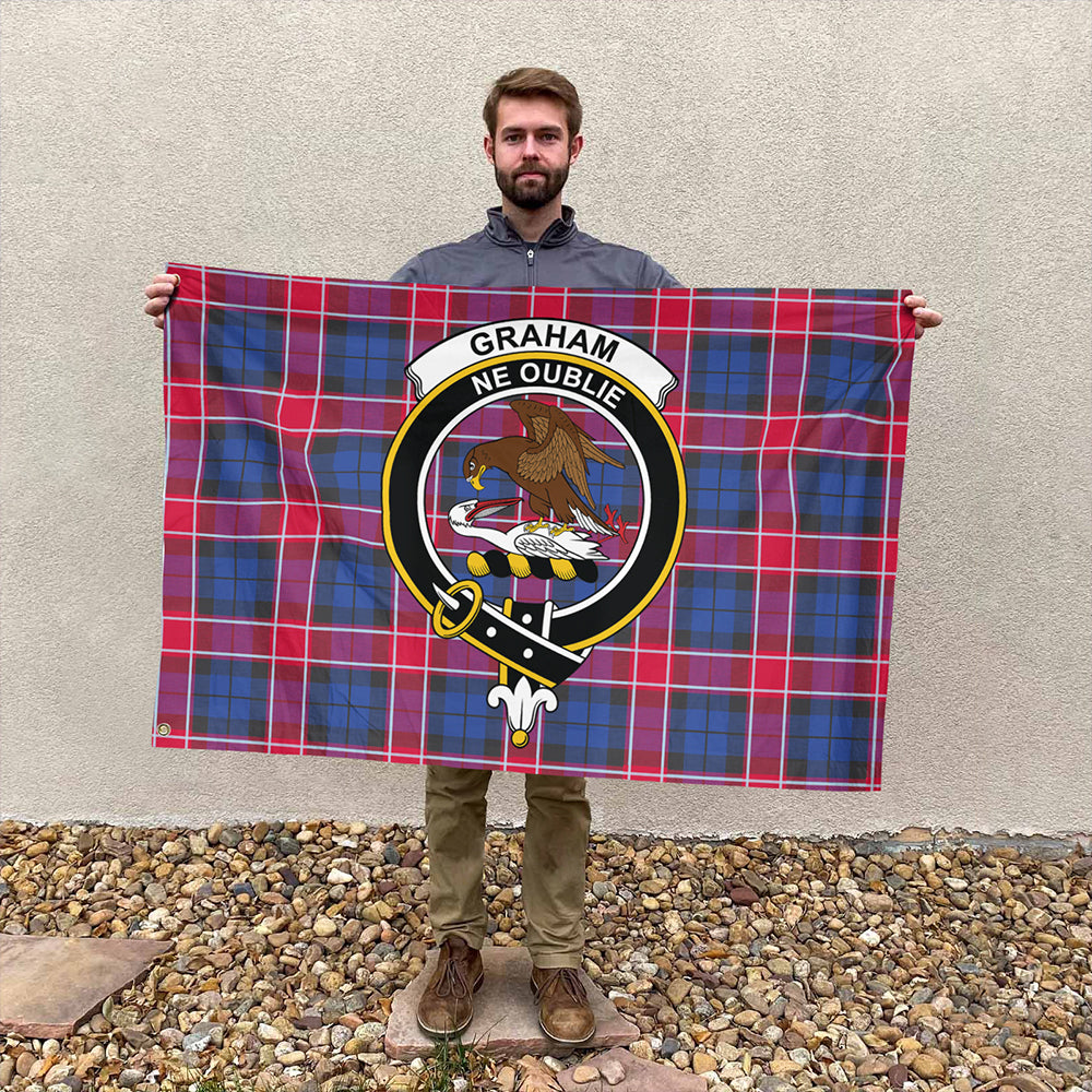 Graham of Menteith Red Tartan Classic Crest House Flag