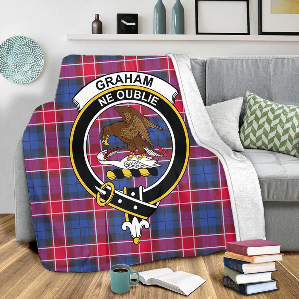 Graham of Menteith Red Tartan Crest Premium Blanket