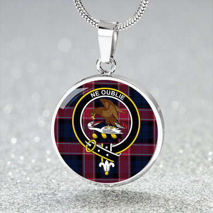 Graham of Menteith Red Modern Tartan Crest Circle Necklace