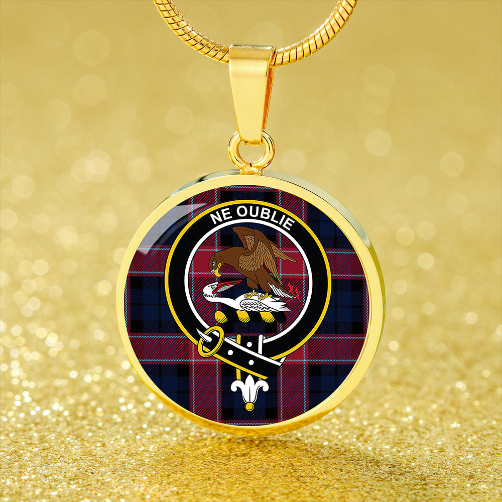 Graham of Menteith Red Modern Tartan Crest Circle Necklace