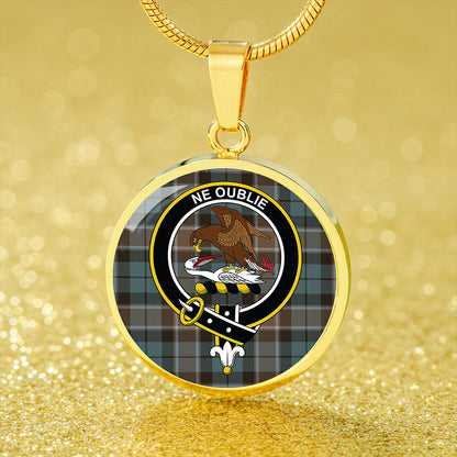 Graham of Menteith Weathered Tartan Crest Circle Necklace