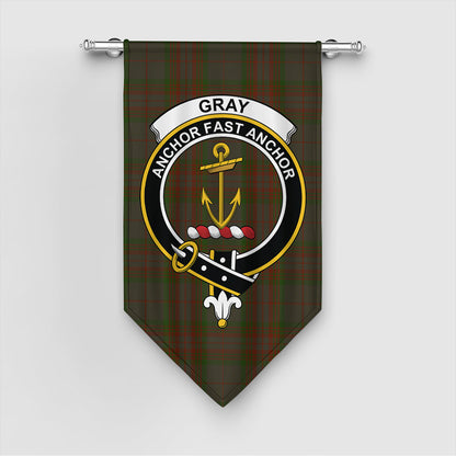 Gray Hunting Tartan Crest Gonfalon