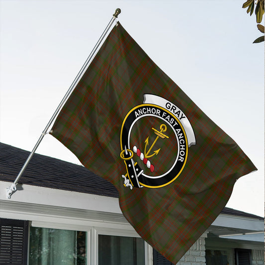 Gray Hunting Tartan Classic Crest House Flag