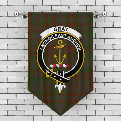 Gray Hunting Tartan Crest Gonfalon