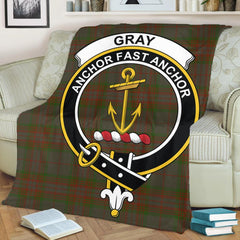 Gray Hunting Tartan Crest Premium Blanket