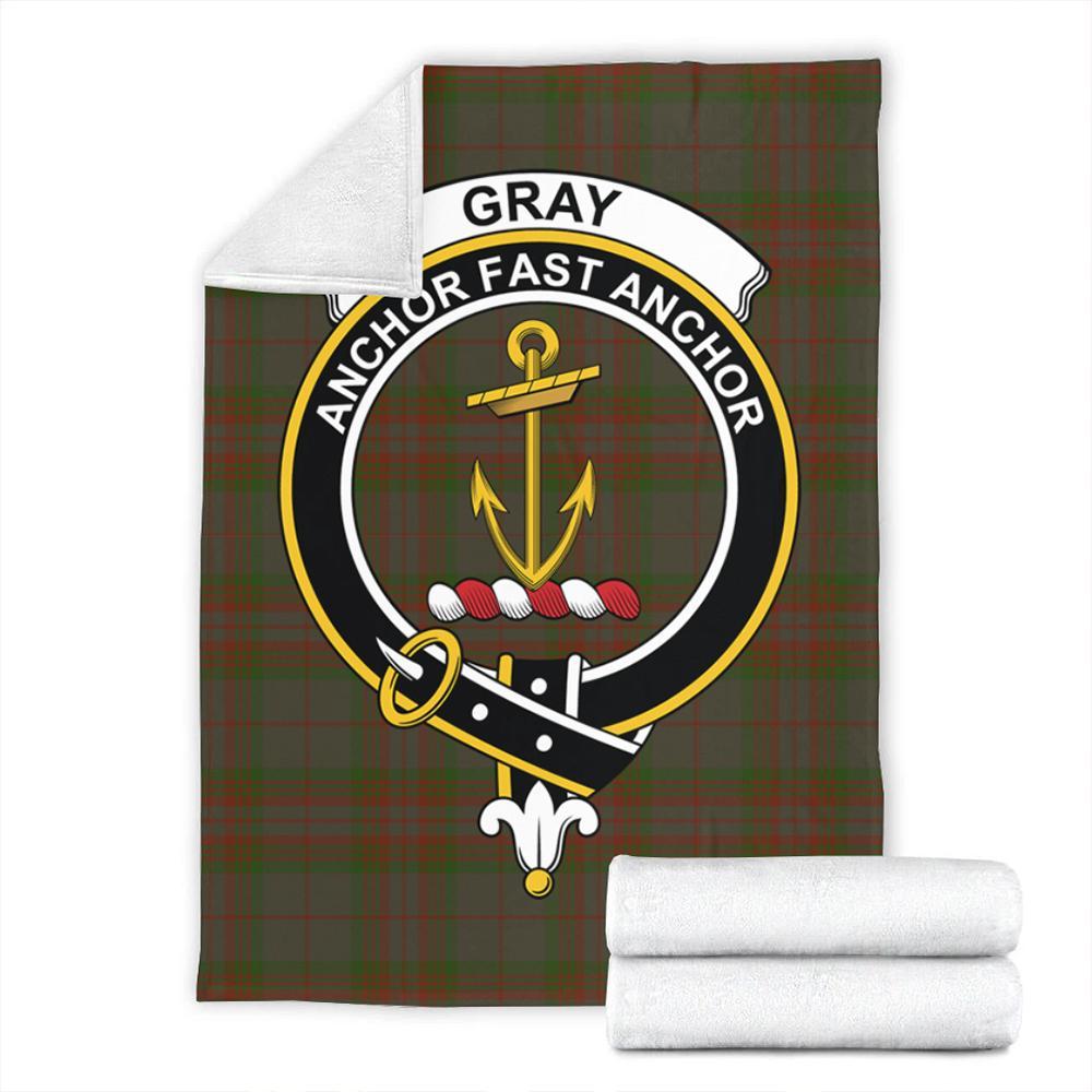 Gray Hunting Tartan Crest Premium Blanket