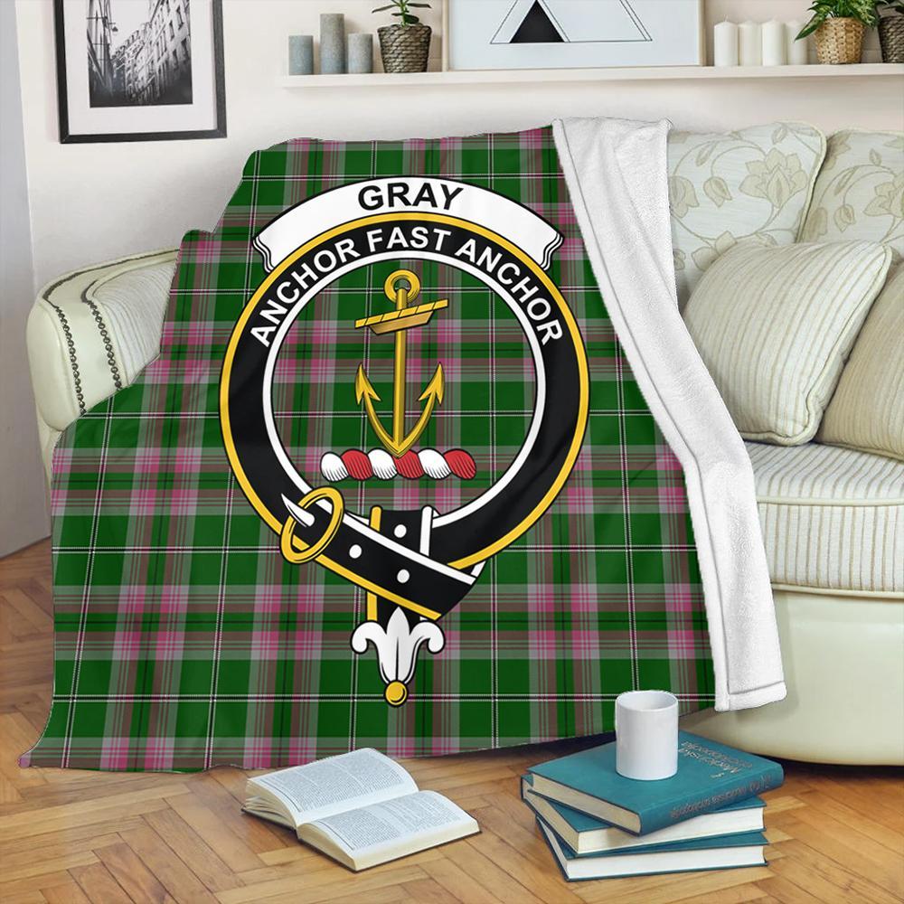 Gray Tartan Crest Premium Blanket