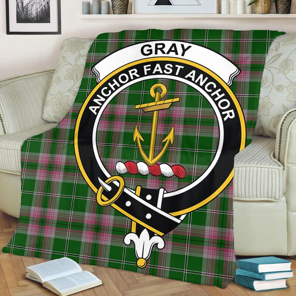 Gray Tartan Crest Premium Blanket