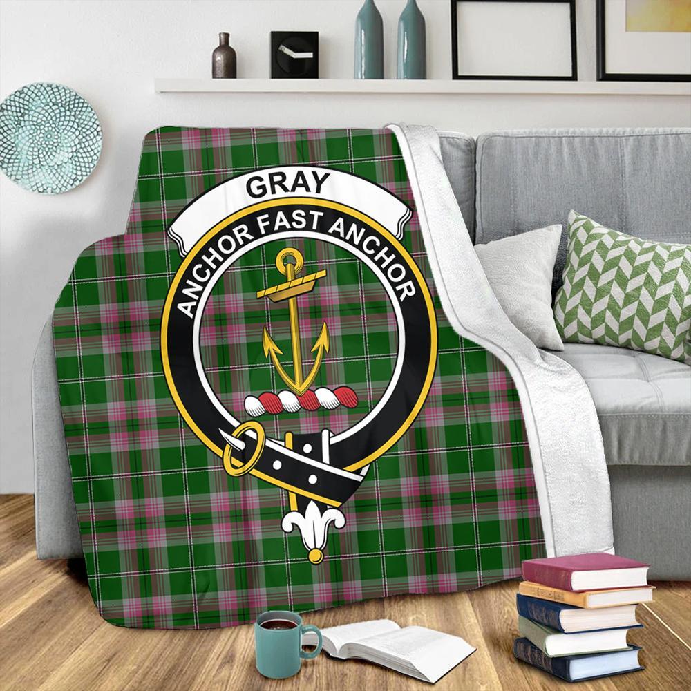 Gray Tartan Crest Premium Blanket