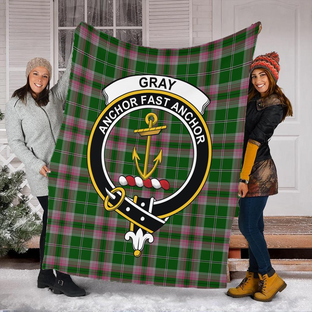 Gray Tartan Crest Premium Blanket