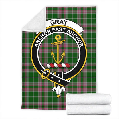 Gray Tartan Crest Premium Blanket