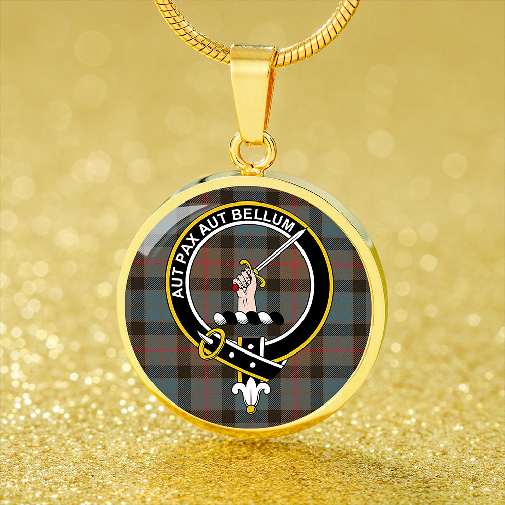Gunn Weathered Tartan Crest Circle Necklace