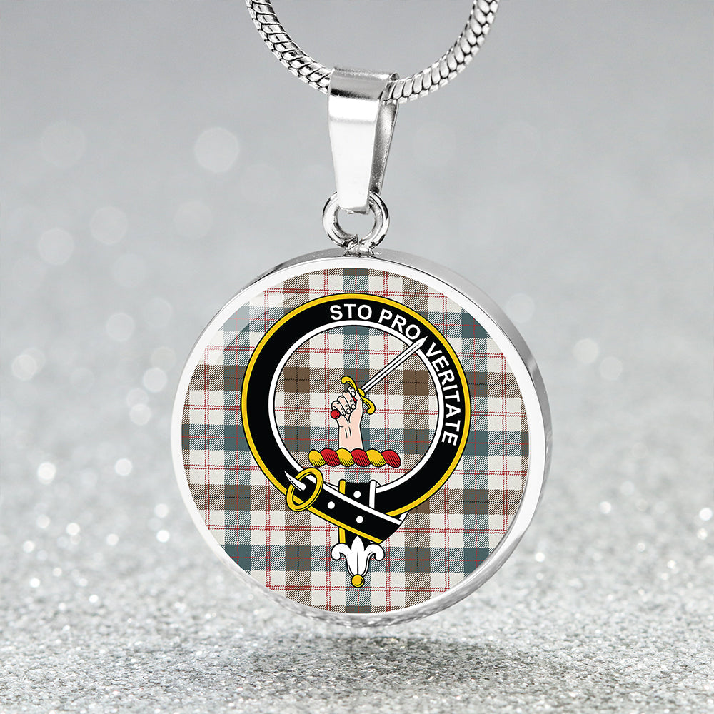 Guthrie Dress Weathered Tartan Crest Circle Necklace