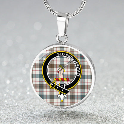 Guthrie Dress Weathered Tartan Crest Circle Necklace