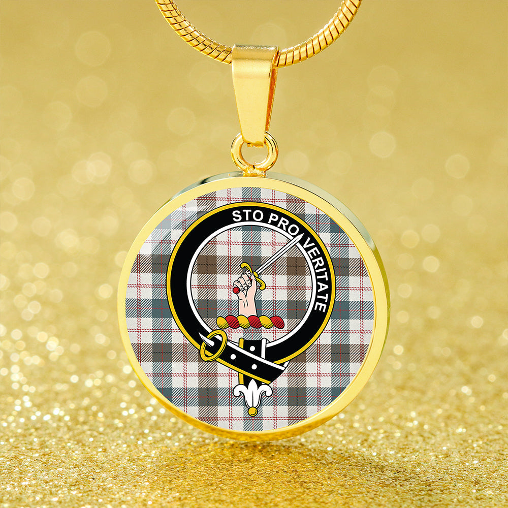 Guthrie Dress Weathered Tartan Crest Circle Necklace