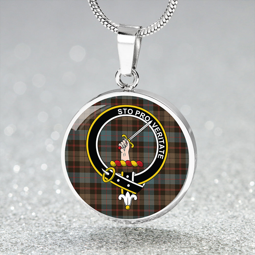 Guthrie Weathered Tartan Crest Circle Necklace