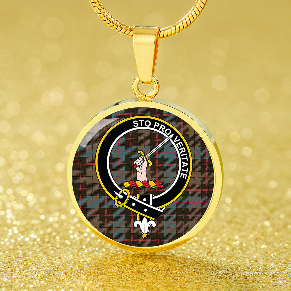 Guthrie Weathered Tartan Crest Circle Necklace