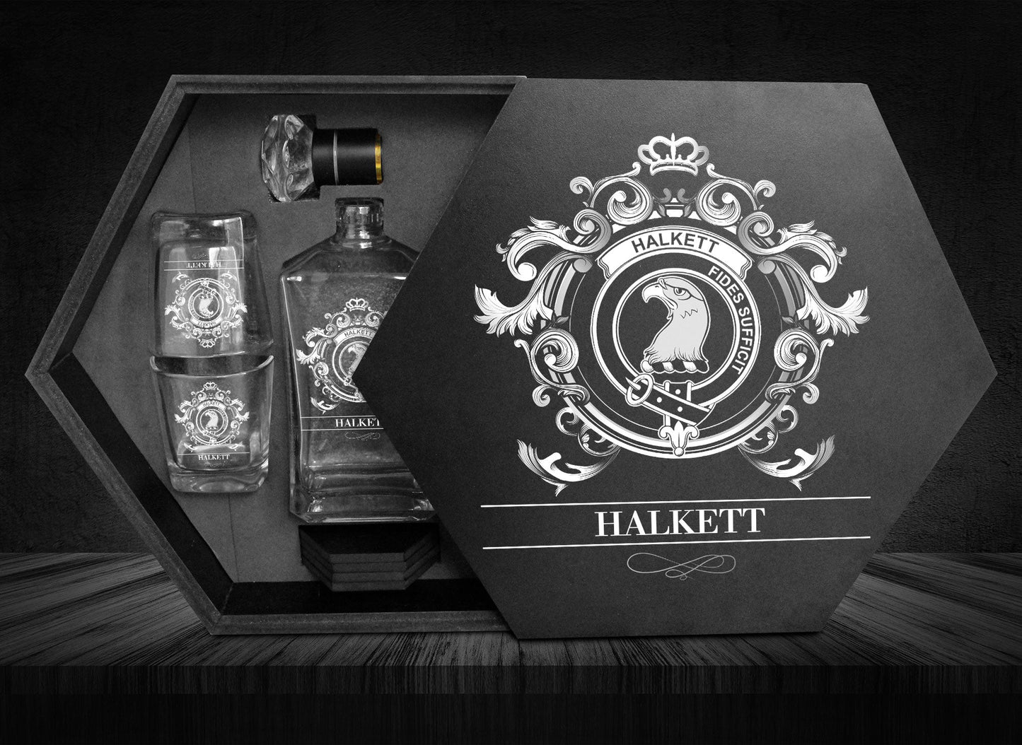 Halkett Tartan Clan Decanter Set