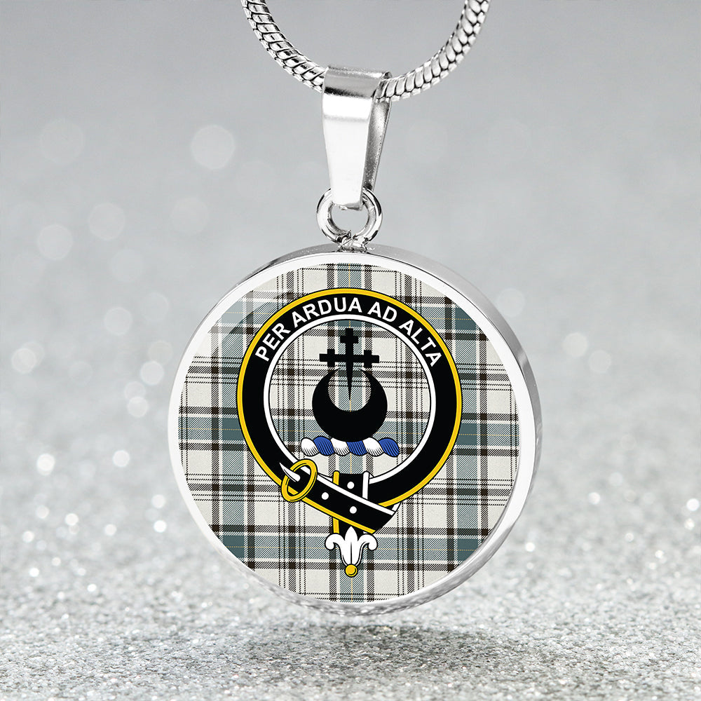 Hannay (Haney) (Hanna of Sorbie) Weathered Tartan Crest Circle Necklace