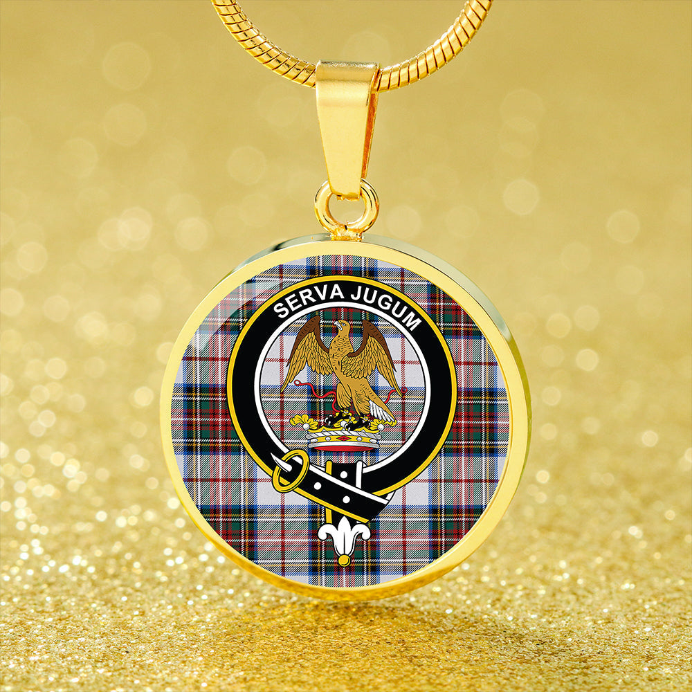 Hay #2 Modern Tartan Crest Circle Necklace