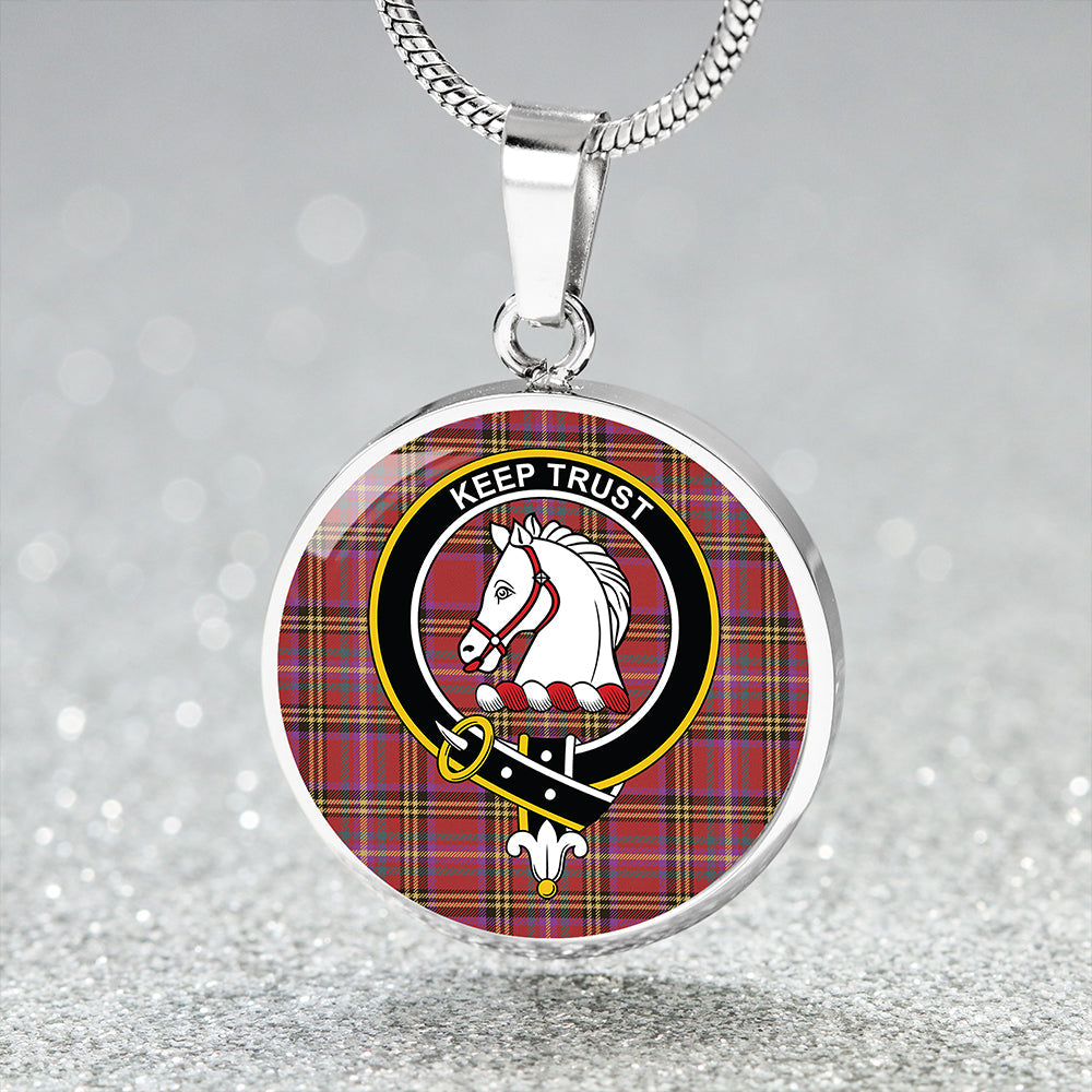 Hepburn Weathered Tartan Crest Circle Necklace