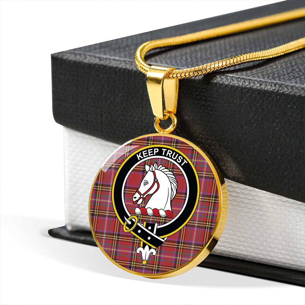 Hepburn Weathered Tartan Crest Circle Necklace