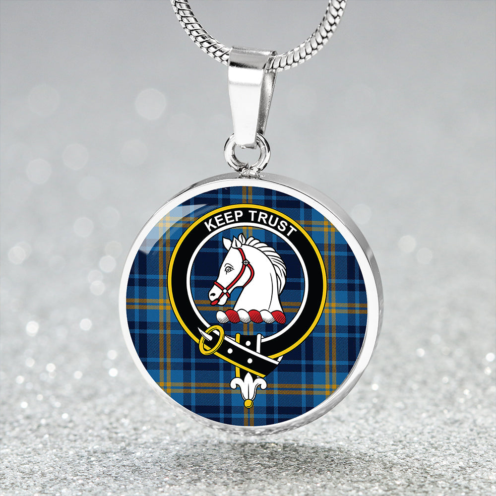 Hepburn #2 Modern Tartan Crest Circle Necklace