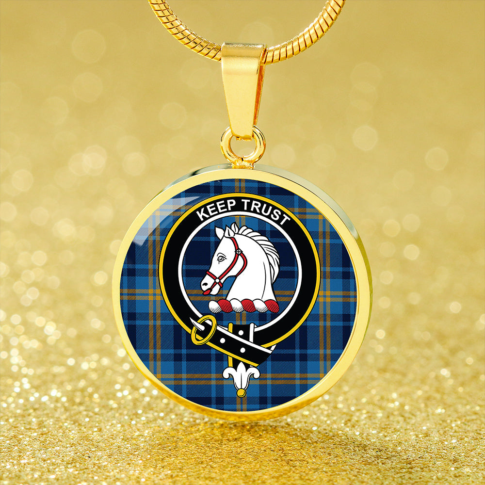 Hepburn #2 Modern Tartan Crest Circle Necklace