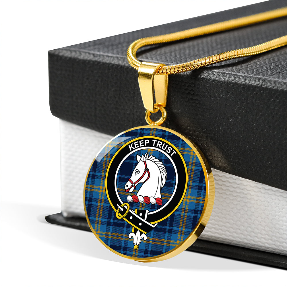 Hepburn #2 Modern Tartan Crest Circle Necklace