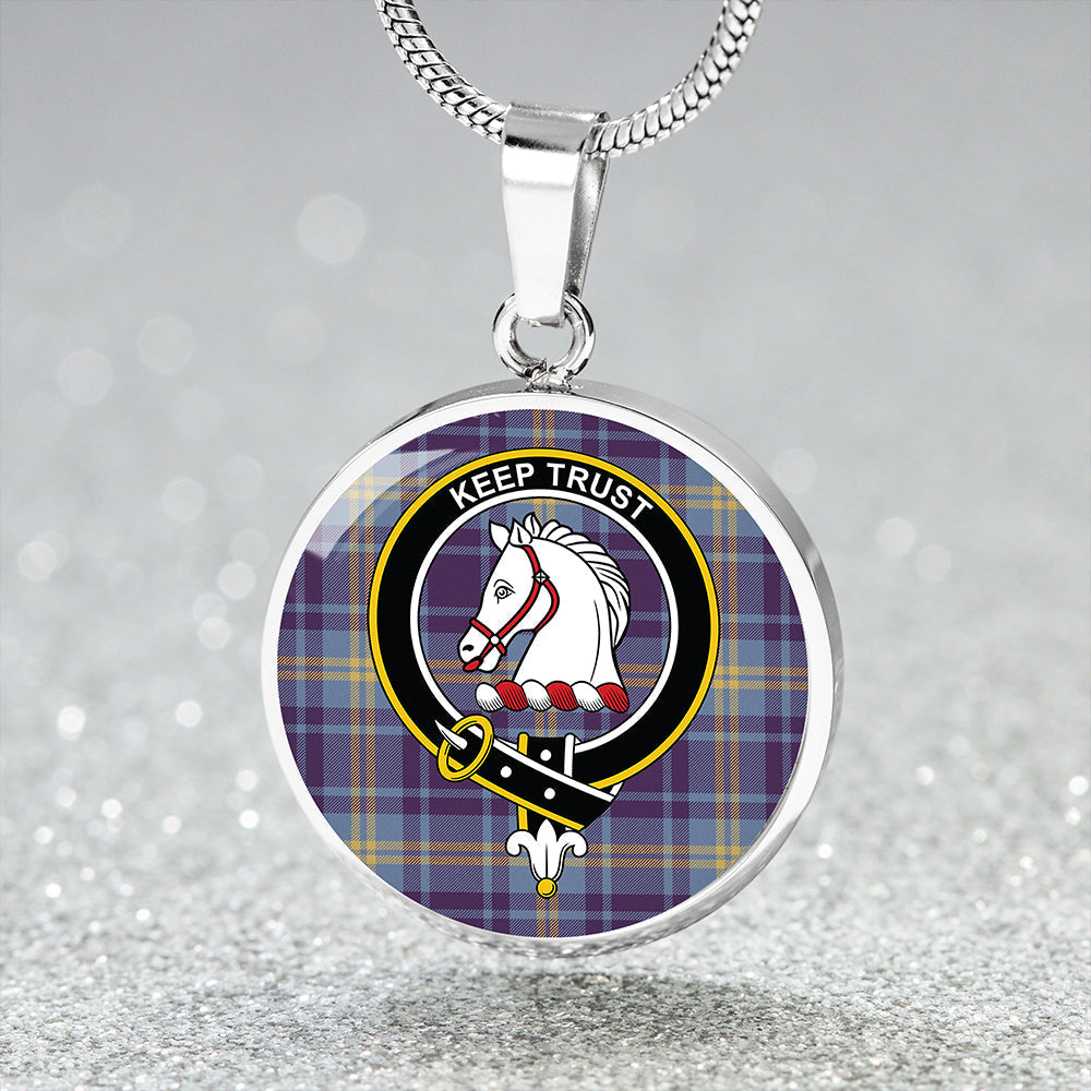 Hepburn #2 Weathered Tartan Crest Circle Necklace