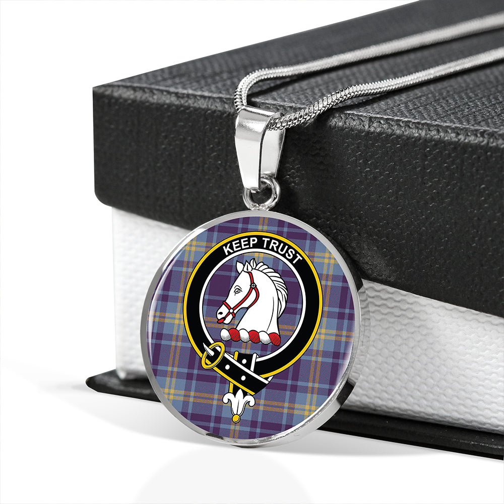 Hepburn #2 Weathered Tartan Crest Circle Necklace