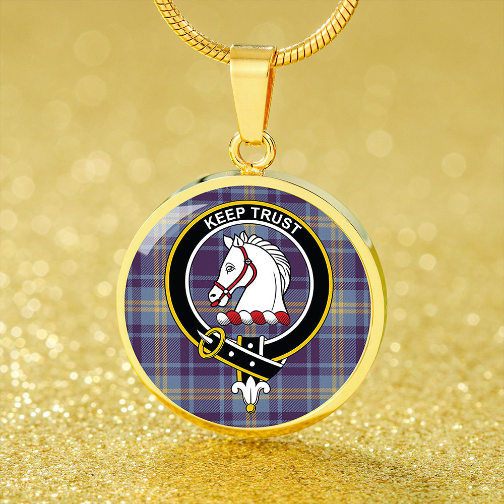 Hepburn #2 Weathered Tartan Crest Circle Necklace