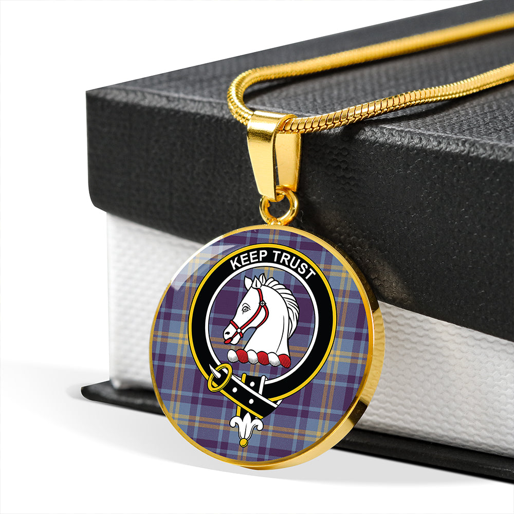 Hepburn #2 Weathered Tartan Crest Circle Necklace