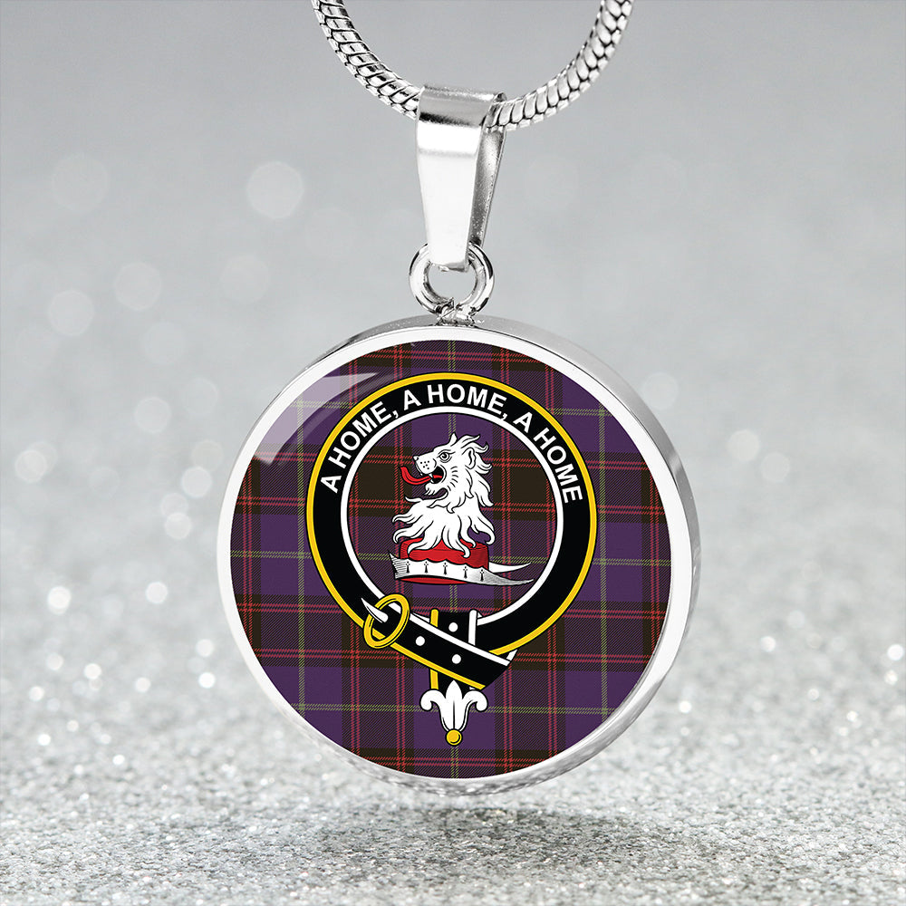 Home Weathered Tartan Crest Circle Necklace