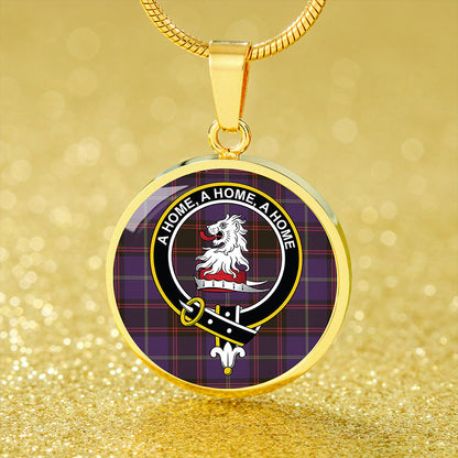 Home Weathered Tartan Crest Circle Necklace