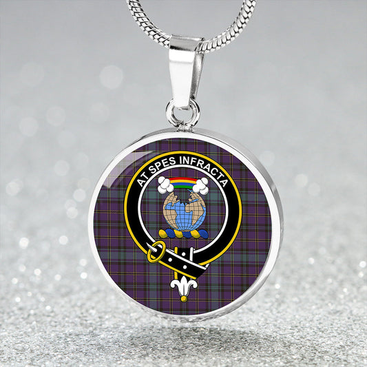 Hope Vere Weathered Tartan Crest Circle Necklace