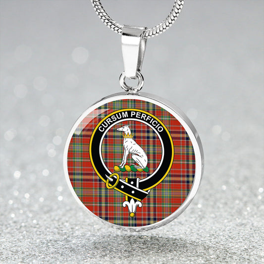 Hunter 1775 Modern Tartan Crest Circle Necklace