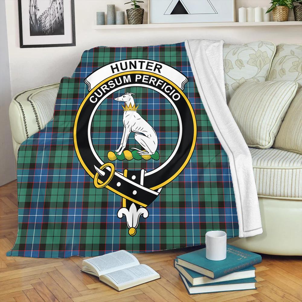 Hunter Ancient Tartan Crest Premium Blanket